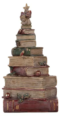 Productafbeelding van Clayre & Eef decoratief beeld, boeken, 17x15x33 cm, rood, kunststof
