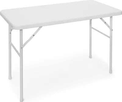Produktbild von Relaxdays Gartentisch klappbar BASTIAN, rechteckig H x B x T: 74 x 121,5 x 61,5 cm, Metall, Kunststoff, Rattan-Optik, weiß