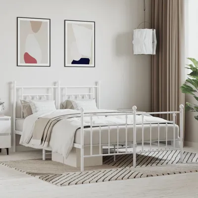 Produktbild von [Home] Bettgestell mit Kopf- und Fußteil Metall Weiß 140x200 cm , Neue Mode 2024 im häuslichen Leben