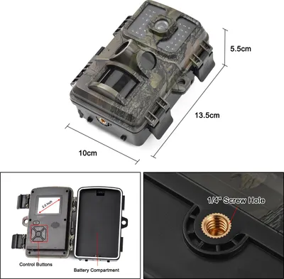 Obrázek produktu pro 4K Trail Camera 16MP Wildlife Scouting Camera Tracking Camera s 2,0" TFT barevnou obrazovkou PIR senzory 0,5s Trigger Time Podporuje infračervené noční vidění Motion Activated IP66 Vodotěsnost