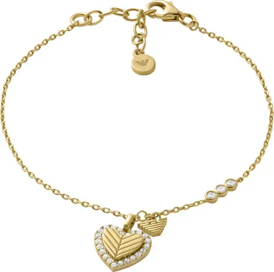 Produktbild von Emporio Armani EG3623710 Damen Armband Herz Sterling-Silber 925 Gold weiß 19 cm