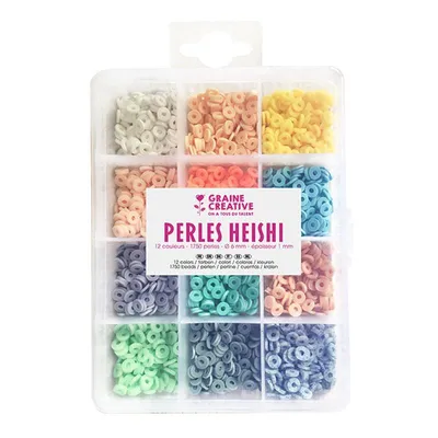 Immagine prodotto di Scatola con perline Heishi - 12 colori pastello
