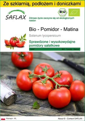 Zdjęcie produktu dla SAFLAX - Zestaw do uprawy - Bio - Pomidor - Matina - 10 Nasiona - Z mini szklarnią, podłożem uprawowym i 2 doniczkami - Solanum lycopersicum