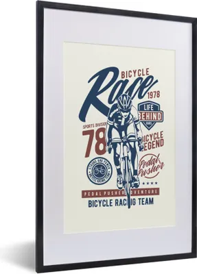 Produktbild von MuchoWow® MuchoWow® Gerahmtes Poster Radsport - Fahrrad - Vintage 40x60 cm - Poster mit zchwarzem Bilderrahmen - Poster in Rahmen