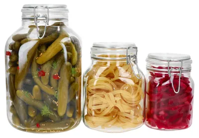 Produktbild von 3tlg Set PRIMA Vorratsglas 1L 2L 4,25L Bügelverschluss luftdicht Einmachgläser