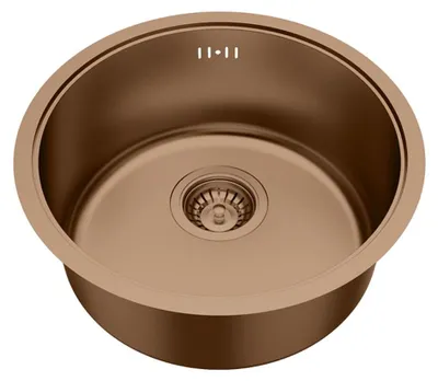 Produktbild von Essenox Spüle, einbeckenig, rund, aus Edelstahl, 42,5 cm Durchmesser, gebürstetes Kupfer, Marke Essebagno