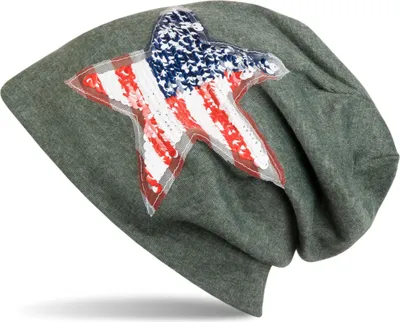 Produktbild von styleBREAKER Beanie Mütze mit USA Pailletten Stern Applikation, Stars and Stripes, Uni 04024033