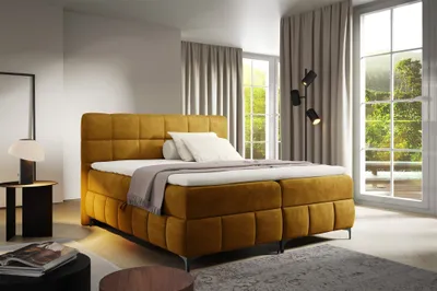Produktbild von Boxspringbett Schlafzimmerbett SOPHIE 120x200cm Stoff Salvador Honiggelb