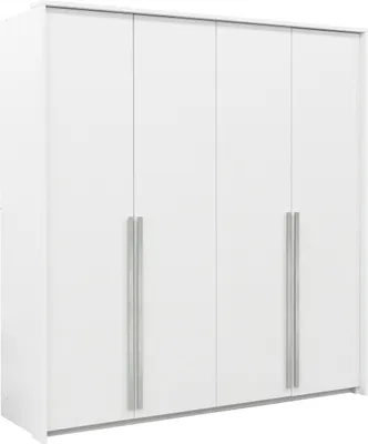Produktbild von BETTSO Drehtürenschränke Kleiderschrank Schrank GENUA 210 mit silbernen Griffen / weiß