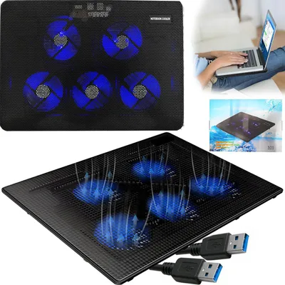 Immagine prodotto di Base di Raffreddamento per Laptop con Illuminazione LED, USB, Compatibile 12-17 Pollici, Modello E576