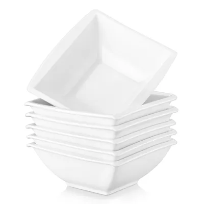 Image de MALACASA, série Blance, 6 pcs. Porcelaine Set de bols à céréales Bols à dessert Bol pour 6 personnes