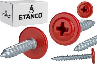 Immagine prodotto di ETANCO GM-S viti autofilettanti per lamiera a testa piatta RAL 3000 rosso fuoco 4,2 x 14 mm 250 pz.