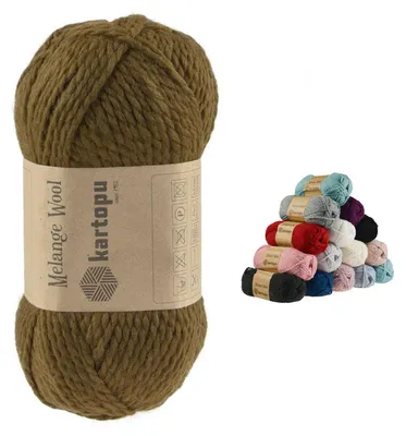 100g Strickgarn Kartopu Melange Wool Strickwolle, grünbraun