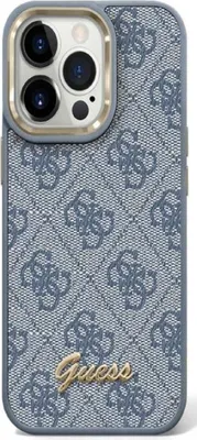 Produktbild von Guess Guhcp14Lhg4Shb Iphone 14 Pro 6,1 Niebieski/Blau Hartes Etui 4G Vintage Gold Logo