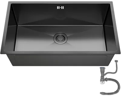 Immagine prodotto di ANW HOME Lavello cucina 74x44 cm nero Graphite Nano acciaio inox 304 sottotop 1 vasca profondo 22 cm resistente graffi moderno