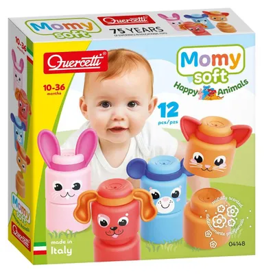Productafbeelding van Quercetti Zachte Bouwblokken Momy, dierenfiguren, 12 stuks