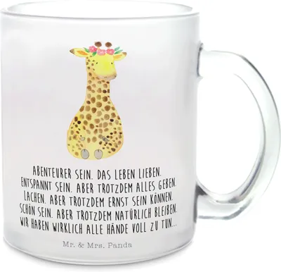 Produktbild von Mr. & Mrs. Panda getränkebecher Giraffe Blumenkranz - Transparent - Geschenk, Teetasse, Abenteurer, Glas, Afrika, Tee Tasse, Pott, aus, Selbstliebe, Freundin, Trinkglas