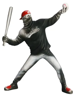 Baseballfigur Skulptur Graffiti-Kunst Harz 21 cm beige, 1 Stück