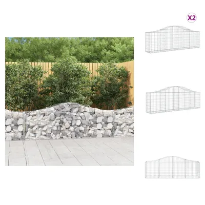 Produktbild von vidaXL Gabionen mit Hochbogen 2 Stk. 200x30x60/80 cm Verzinktes Eisen -  Blumentöpfe & Pflanzgefäße