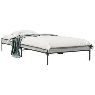 Produktbild von vidaXL Bettgestell Grau Sonoma 90x200 cm Holzwerkstoff und Metall