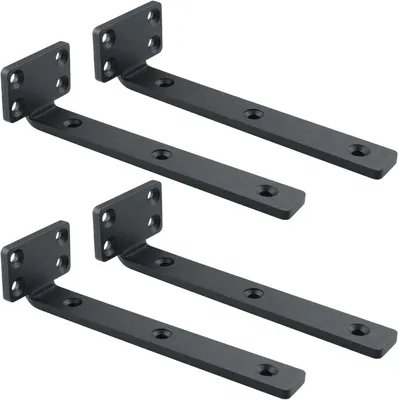 Produktbild von Zwevende Plankhalter, Set 4 Stück, 15 x 5 cm, schwarz, für die Wandmontage