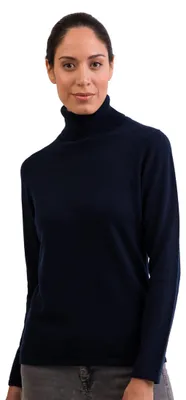 Productafbeelding van CASH-MERE.CH 100% Kasjmier damespullover | Trui met ronde hals, dubbelgaren (Blauw/Marineblauw)