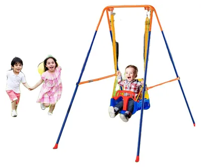 Produktbild von VEVOR Schaukeln für den Garten, 200 kg Tragfähigkeit Schaukelsystem, 40" Teller-Schaukel mit robustem A-Rahmen aus Metall und verstellbarem Seil, einfach zu montieren, Außenschaukel für Kinder, Kunststoff 1-Personen-Sitz