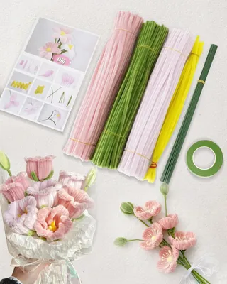 Produktbild von 400Stš¹ck Pfeifenreiniger Set, 4 Farben Chenilledraht fš¹r Basteln und Dekorieren, Bunt Plš¹schdraht DIY Craft Projekte, Pfeifenputzer zum Basteln, Floristenbedar