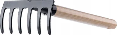 Immagine prodotto di KADAX Piccolo rastrello in metallo, rastrello con manico in legno, scopa per foglie, rastrello per foglie