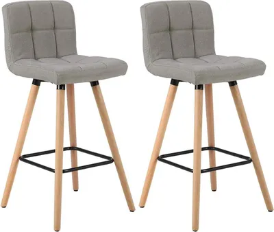 Immagine prodotto di Sgabello da bar Zilda - Schienale alto - Lino - Sgabello da bar ergonomico - Altezza seduta 70?cm - Grigio - Set di 2 - Cucina & Bar
