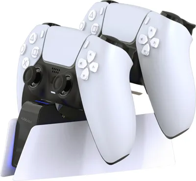 Produktbild von Playstation 5 Controller Ladestation,PS5 Dual Sense-Controller 2.5 Std Schnell lader mit LED-Ladestatusanzeige, Unterstützt Zwei Griffe zum gleichzeitigen Aufladen - Weiß