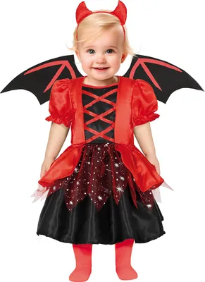Immagine prodotto di Costume da demone di Halloween per bambino con ali e fascia nera rossa per piccoli fan spaventosi Diavolo carino travestimento bambino Halloween, taglia: 74/80 Colore: rosso