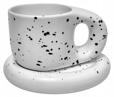Imagen del producto de Taza de cerámica grande de 380 ml con plato blanco con lunares Día del padre