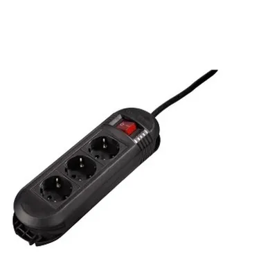 Produktbild von Hama Distribution Panel "Colour", 3-way, black, 3 AC-Ausgänge, 50 - 60 Hz, 16 A, 3500 W, Schwarz, 1,5 m