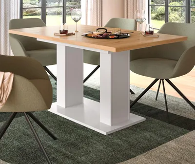 Produktbild von Esstisch "Home-X" in Artisan Eiche und weiß Tisch ausziehbar 150 - 190 cm