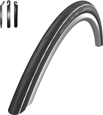 Produktbild von 1 x Schwalbe Lugano 2 28" Rennradreifen Fahrradmantel - Schwarz/Weiß - (25-622) inkl. Reifenheber