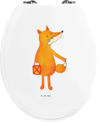 Produktbild von Mr. & Mrs. Panda Toilettendeckel Fuchs Laterne - Weiß - Geschenk, Klobrille, WC Brille, Laternenumzug, Selbstbewusst, Deckel, Sankt Martin, Klodeckel, Klo-Deckel