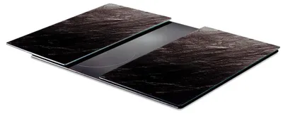Obrázok produktu pre Doska na krájanie skla a ochranná podložka na sporák – sada 2 kusov – 60 x 52 cm – čierna