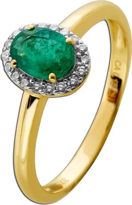 Produktbild von Smaragd Ring Gold 375 9K Sambia Smaragd Lab Grown Diamanten 0.15ct  19