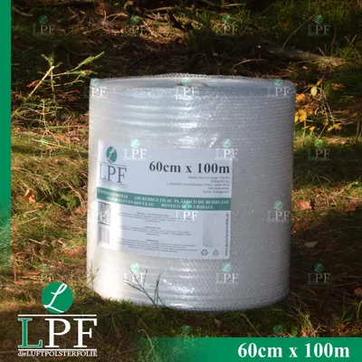 Produktbild von 1x Rolle Luftpolsterfolie Breite 60cm x Länge 100m / Versandfolie, Polsterfolie, Noppenfolie, Verpackungsmaterial