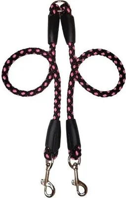 Obrázek produktu pro Palkar vodítko rozdvojka pro psy 50 cm x 14 mm černo-růžová