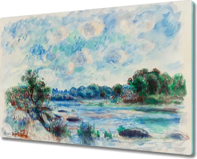 Produktbild von Coloray Hackbrett Küchenbrett Kochplattenabdeckung Schneidebrett Herdabdeckplatte 80x52 cm - Fluss Wald Himmel