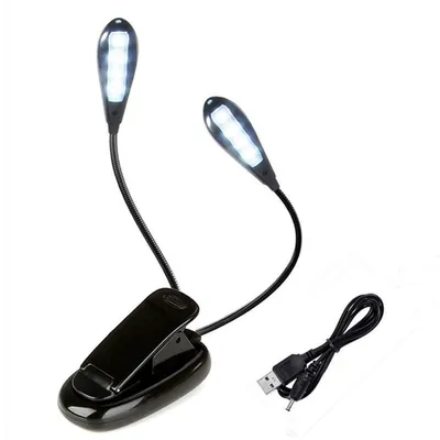 Produktbild von Tischlampe mit 8 LEDs, doppelter Lampenkopf, Klemmlampe, 2 Helligkeitsstufen