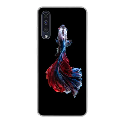 Produktbild von MuchoWow® Handyhülle Schutzhülle Hülle für Samsung Galaxy A30s Fisch - Schwanz - Schwarz Silikon Softcase Handy Hülle - Karteninhaber