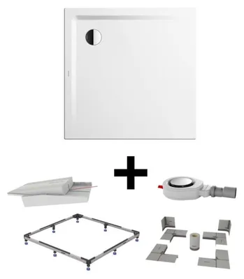 Produktbild von Kaldewei SUPERPLAN 1858-1 Duschwannen-Komplettset 2 100 x 100 cm, bodenebener Einbau