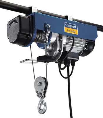 Obrázek produktu pro Elektrický lanový kladkostroj Scheppach HRS400 | 230 V | 50 Hz | 780 W | nosnost 200 kg a 400 kg s kladkou | výška zdvihu 12 m a 6 m s kladkou