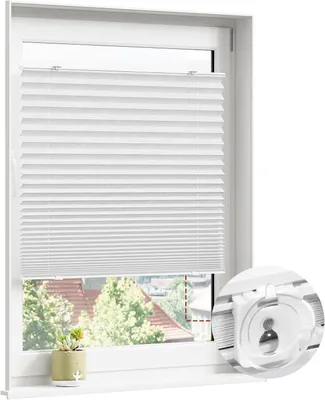 Produktbild von WOLTU Plissee ohne Bohren mit Saugnäpfen, Saugnapf Montage auf glattem Glas, für Fenster und Tür : Weiß 70x120 Farbe: Weiß Größe: 70x120