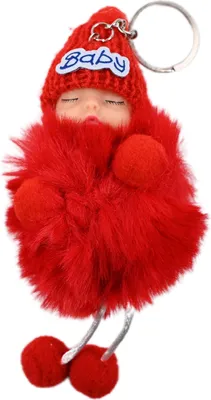 Immagine prodotto di Dolce portachiavi a forma di bambolina con pompon - Grazioso ciondolo per borsa e zaino
