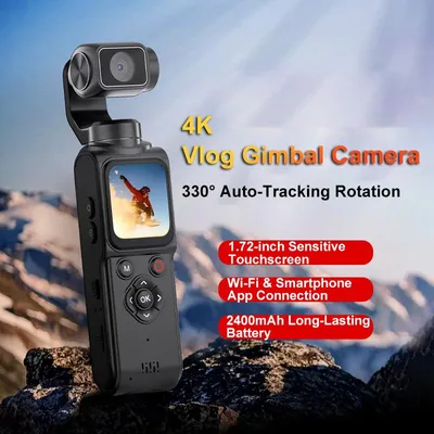 Produktbild von 4K-Taschen-Actionkamera mit Touchscreen und Bildstabilisierung – Sport-Bodycam, tragbarer kleiner Videorekorder, digitale Vlog-Kamera für YouTube, schwarz