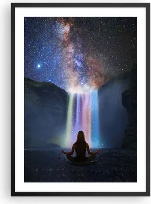 Produktbild von Gerahmtes Poster - Schwarzer Rahmen - Wasserfall die Sterne Meditation - 50x70 cm - Wand Bild - Wanddeko - Wandbilder - Kunstposter - Wandposter - Bilderrahmen - Bilder - Kunstdruck - P2BPA50x70-4774